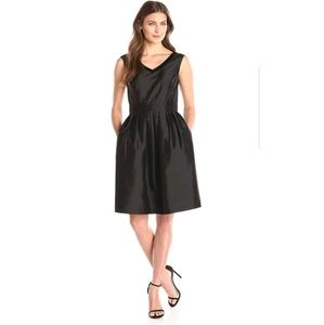 NWOT | Ellen Tracy V Neck Fit & Flare Black Dress